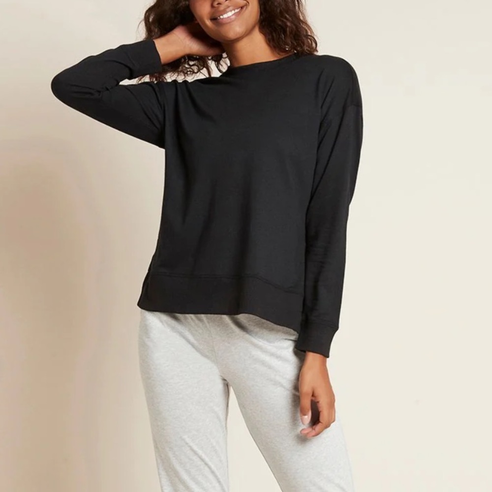 NEW BOODY Womans Weekend Crew Pullover Black size:S